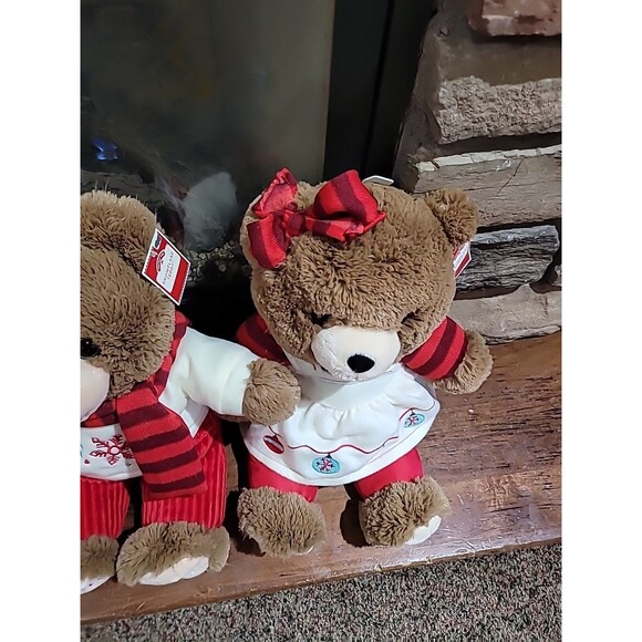 Lot (2) 2017 Walmart Christmas Snowflake TEDDY BEARS Boy Girl Large Red Brown - Picture 6 of 16